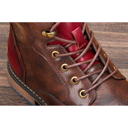 Elegant Brown Leather Ankle Boots for Women with Cap Toe Lace Up Zipper Casual Style