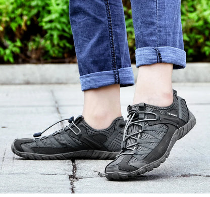 Comfortable Mesh Trail Sneaker for Women with Bungee Lace Rugged Sole Outdoor Style