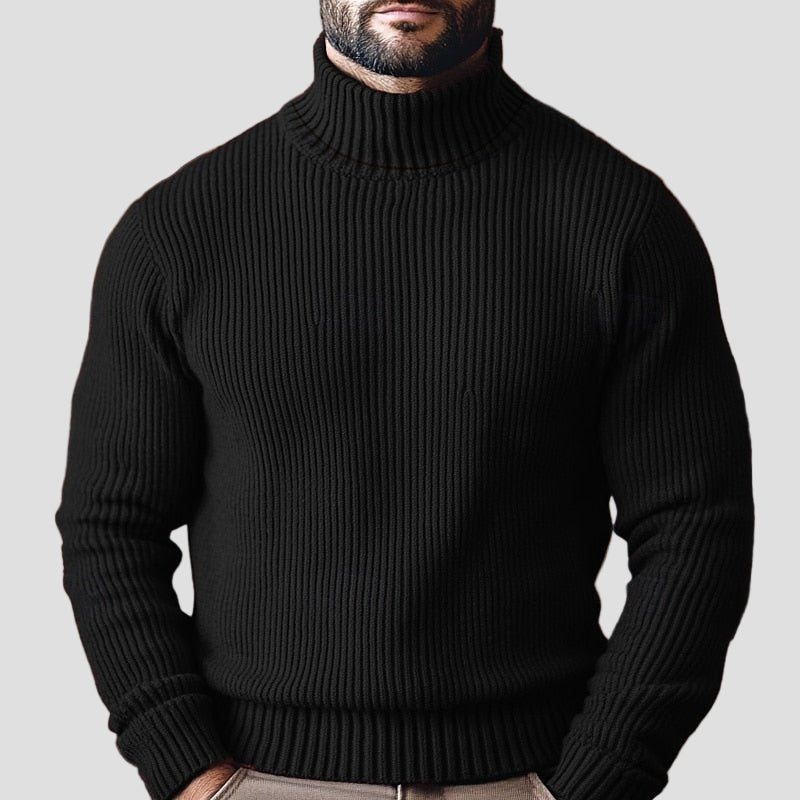 Comfortable Olive Green Ribbed Sweater for Women with Turtleneck Long Sleeve Fitted Oversized Knit Style