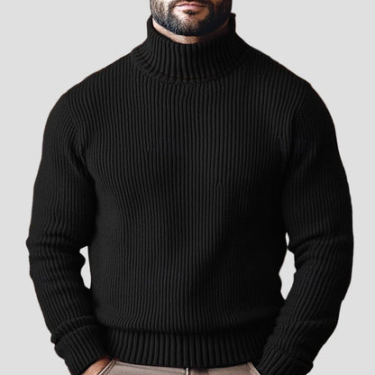 Comfortable Olive Green Ribbed Sweater for Women with Turtleneck Long Sleeve Fitted Oversized Knit Style