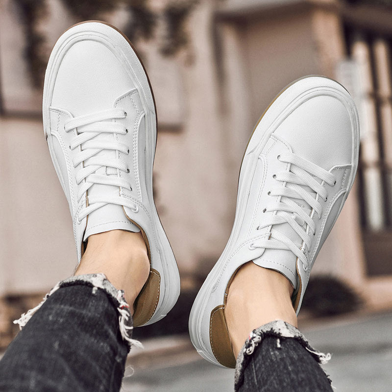 Effortless Leather Fashion Sneaker for Women with Lace Up Low Top Platform Gum Sole Casual Style