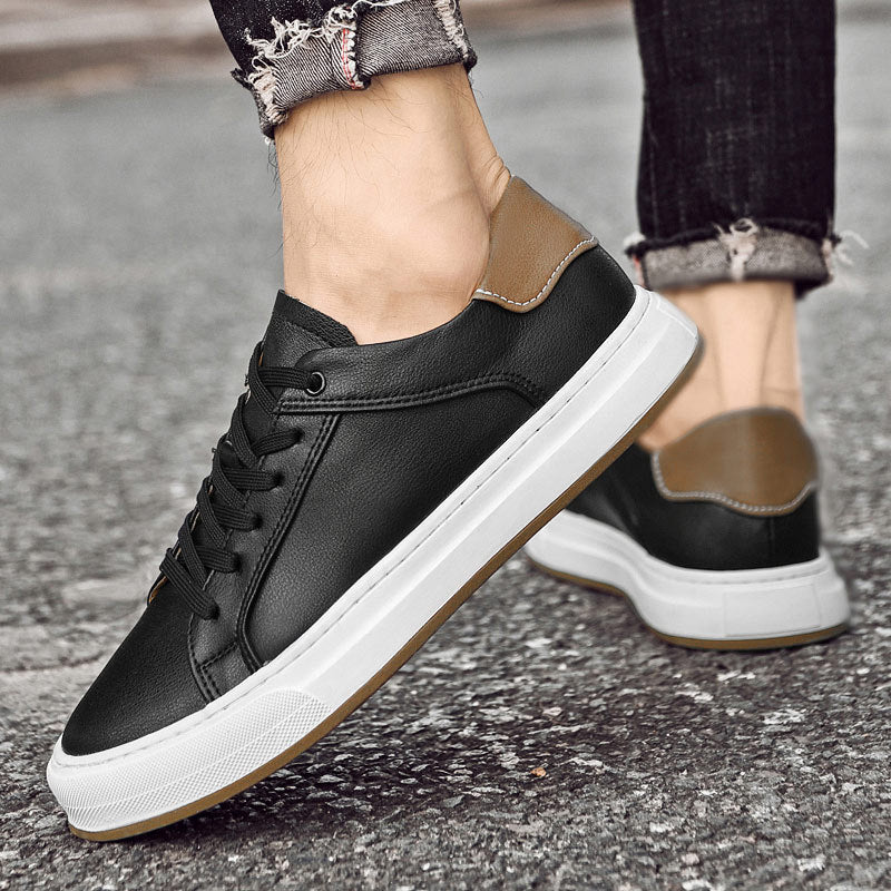 Effortless Leather Fashion Sneaker for Women with Lace Up Low Top Platform Gum Sole Casual Style