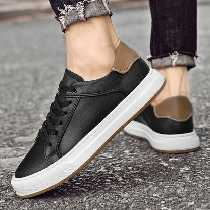 Effortless Leather Fashion Sneaker for Women with Lace Up Low Top Platform Gum Sole Casual Style