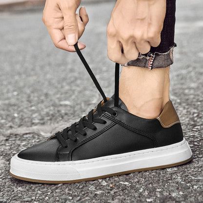 Effortless Leather Fashion Sneaker for Women with Lace Up Low Top Platform Gum Sole Casual Style