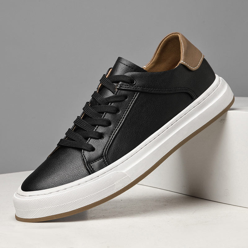 Effortless Leather Fashion Sneaker for Women with Lace Up Low Top Platform Gum Sole Casual Style