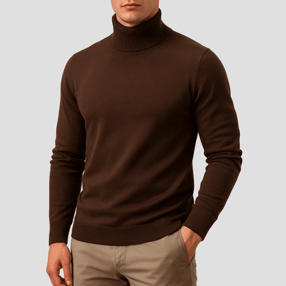 Comfortable Burgundy Turtleneck Sweater for Women with High Neck Long Sleeve Ribbed Cuff Relaxed Knit Style