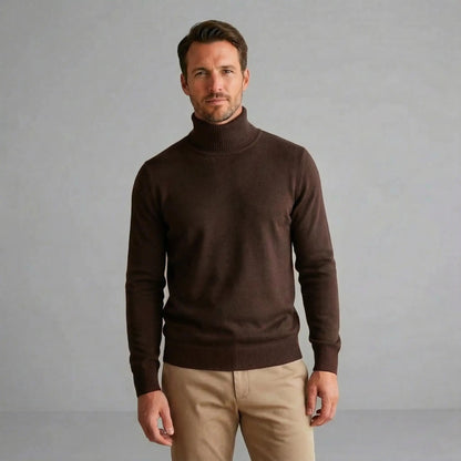 Comfortable Burgundy Turtleneck Sweater for Women with High Neck Long Sleeve Ribbed Cuff Relaxed Knit Style