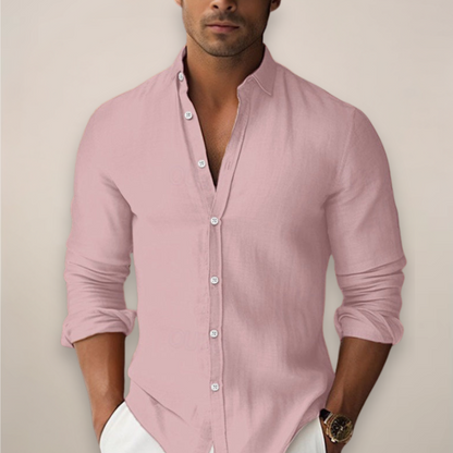 Effortless Linen Shirt for Women with Collar Long Sleeve Button Front Relaxed Casual Style