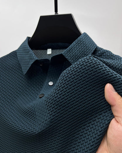Comfortable Textured Knit Polo Shirt for Women with Collared Long Sleeve Button Placket Relaxed Style