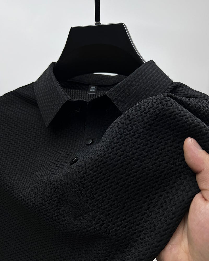 Comfortable Textured Knit Polo Shirt for Women with Collared Long Sleeve Button Placket Relaxed Style