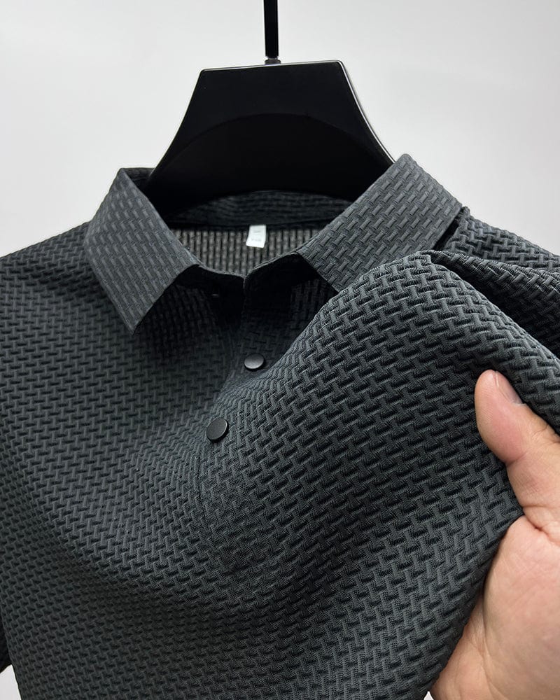 Comfortable Textured Knit Polo Shirt for Women with Collared Long Sleeve Button Placket Relaxed Style