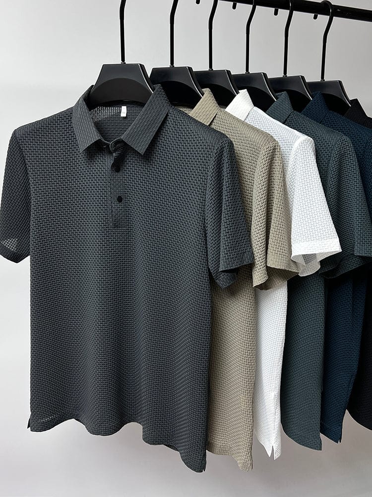 Comfortable Textured Knit Polo Shirt for Women with Collared Long Sleeve Button Placket Relaxed Style