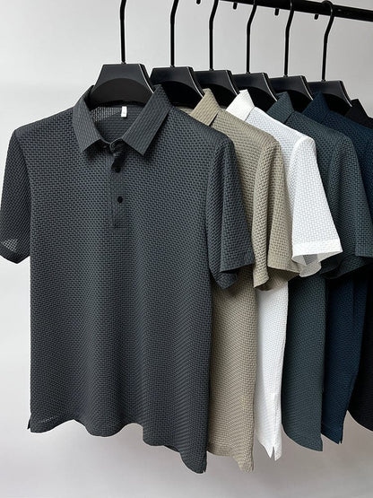 Comfortable Textured Knit Polo Shirt for Women with Collared Long Sleeve Button Placket Relaxed Style