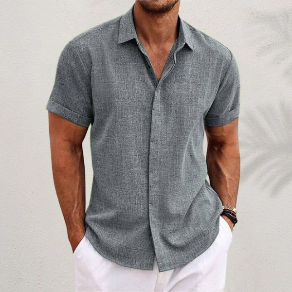 Effortless Linen Shirt for Women with Collar Short Sleeve Button Front Relaxed Casual Style