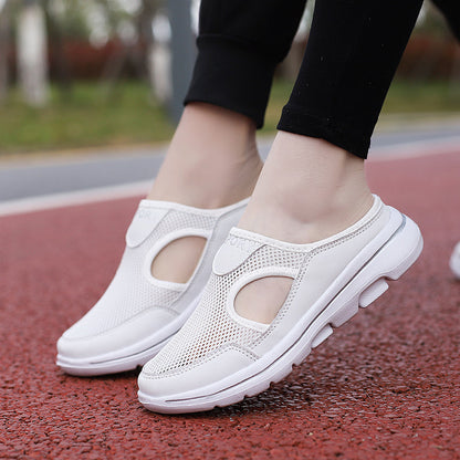 Effortless Mesh Slip-On Clog Sneaker for Women with Cutout Side Platform Sole Casual Style