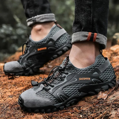 Comfortable Mesh Trail Sneaker for Women with Lace Up Rugged Sole Outdoor Casual Style