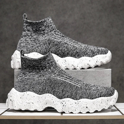 Comfortable Knit Sock Sneakers for Women with Slip On High Top Chunky Sole Style