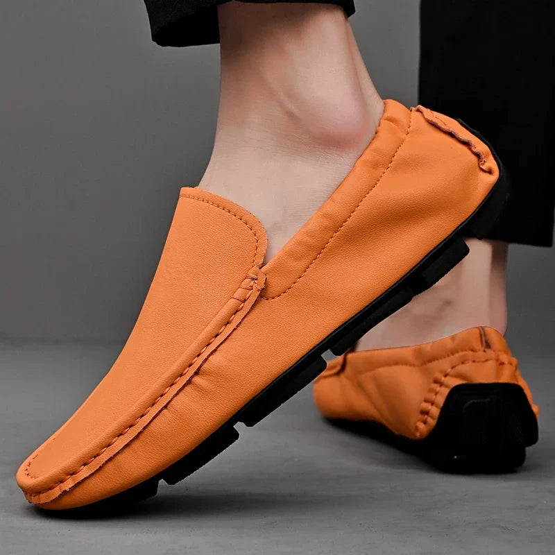 Effortless Leather Driving Loafer for Women with Stitched Moccasin Toe Slip On Casual Style