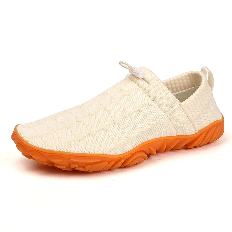 Stylish Knit Sneaker for Women with Drawstring Closure Lugged Rubber Sole Slip On Style