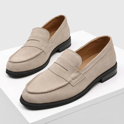 Effortless Suede Penny Loafer for Women with Round Toe Slip On Flat Casual Style