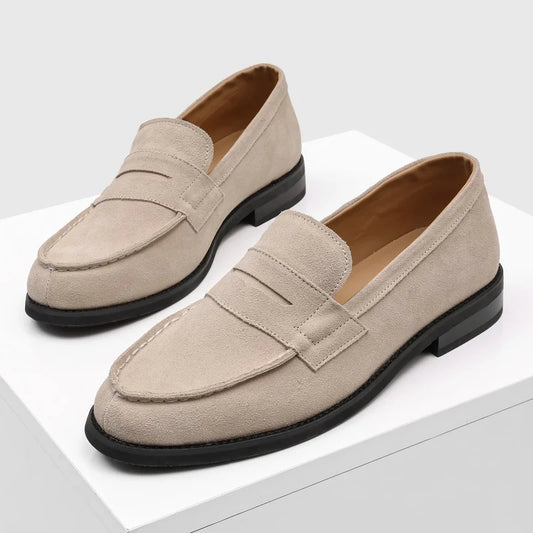 Effortless Suede Penny Loafer for Women with Round Toe Slip On Flat Casual Style