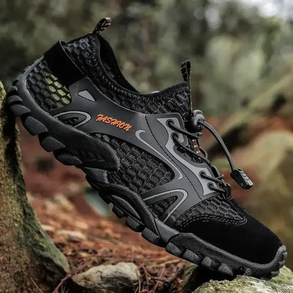 Comfortable Mesh Trail Sneaker for Women with Lace Up Rugged Sole Outdoor Casual Style