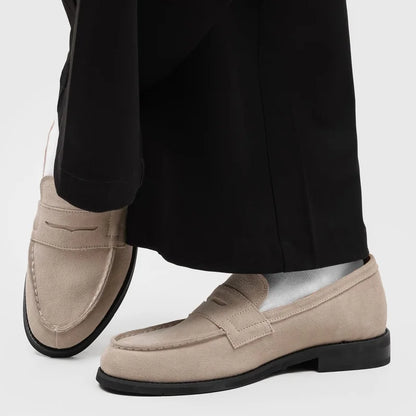 Effortless Suede Penny Loafer for Women with Round Toe Slip On Flat Casual Style