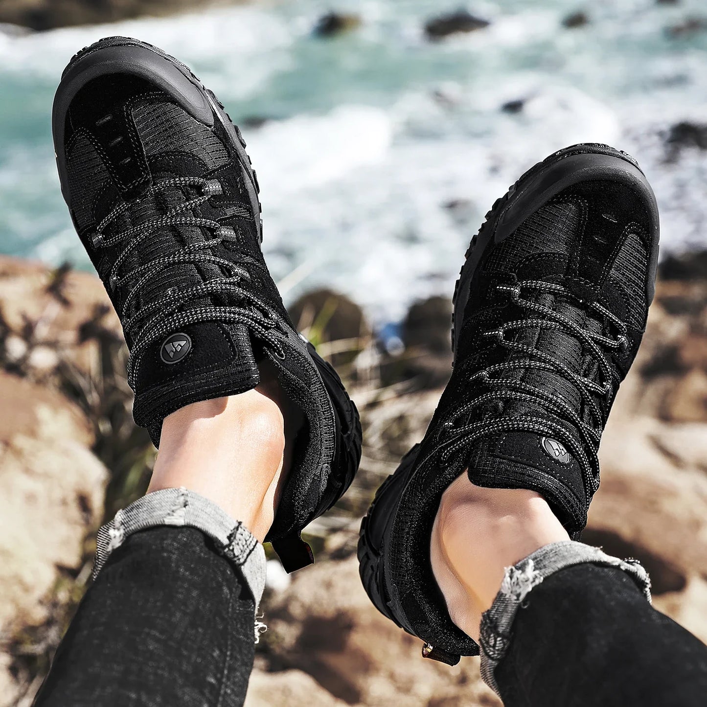 Effortless Suede Mesh Hiking Shoe for Women with Lace Up Reinforced Toe Rugged Sole Trail Style
