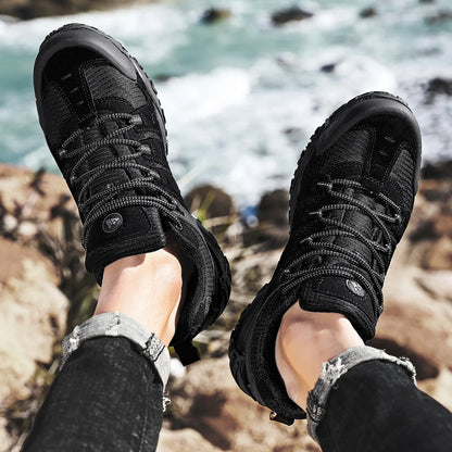 Effortless Suede Mesh Hiking Shoe for Women with Lace Up Reinforced Toe Rugged Sole Trail Style