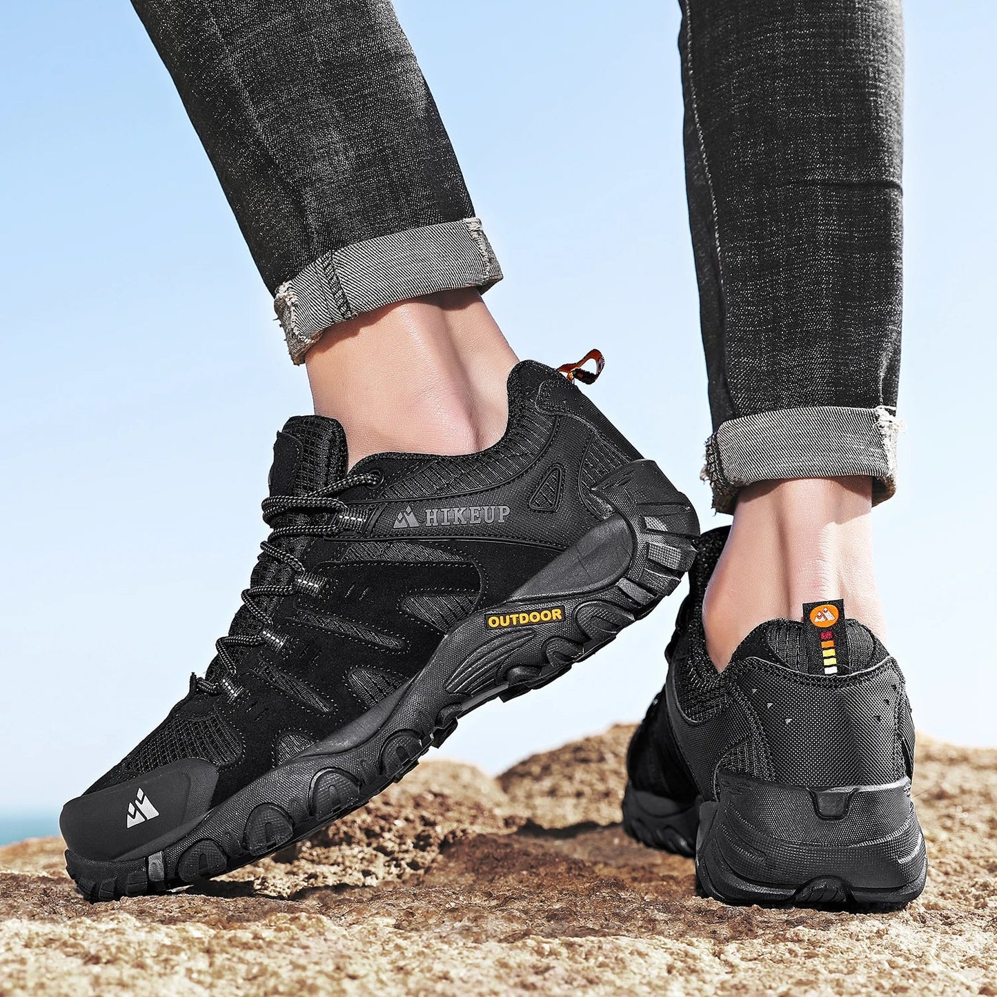 Effortless Suede Mesh Hiking Shoe for Women with Lace Up Reinforced Toe Rugged Sole Trail Style