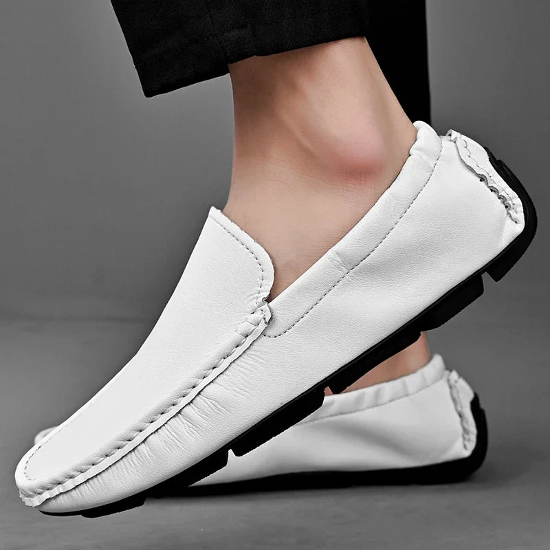 Effortless Leather Driving Loafer for Women with Stitched Moccasin Toe Slip On Casual Style
