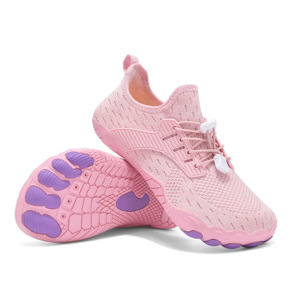 Comfortable Knit Fashion Sneaker for Women with Lace Up Drawstring Flexible Textured Sole Style