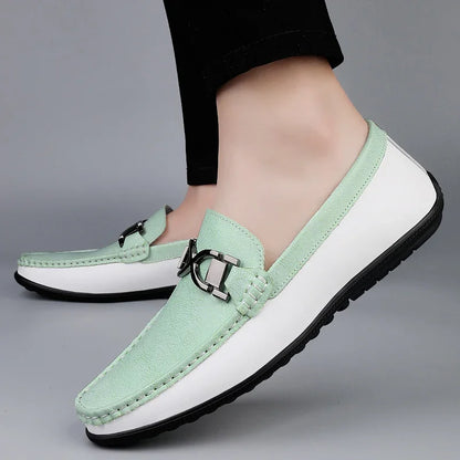 Comfortable Leather Loafer for Women with Metal Buckle Moc Toe Slip On Style