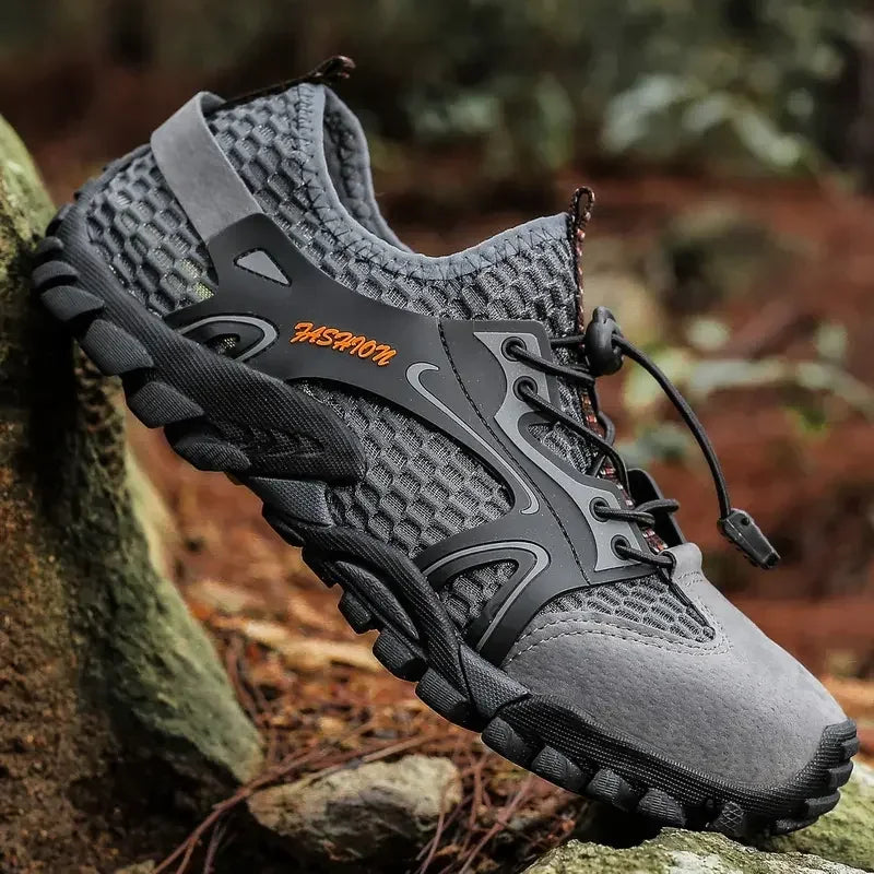 Comfortable Mesh Trail Sneaker for Women with Lace Up Rugged Sole Outdoor Casual Style