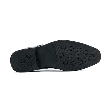 Elegant Leather Monk Strap Loafers for Women with Buckle Strap Brogue Detail Pointed Toe Style
