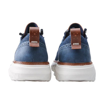 Effortless Knit Mesh Sneaker for Women with Lace Up Perforated Leather Trim Cushioned Style