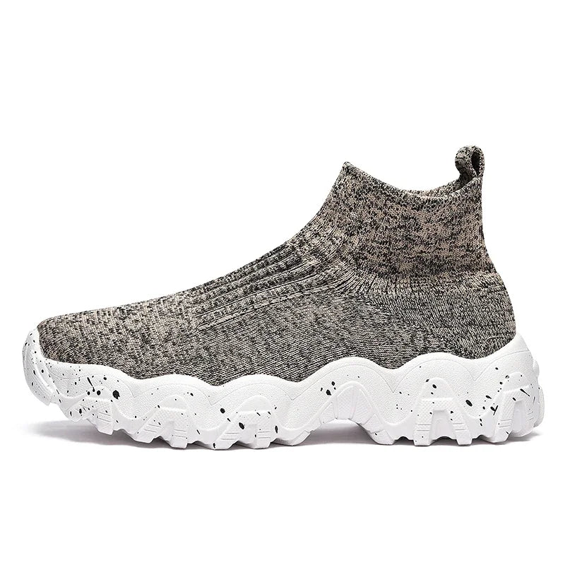 Comfortable Knit Sock Sneakers for Women with Slip On High Top Chunky Sole Style