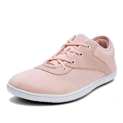 Effortless Mesh Fashion Sneaker for Women with Lace Up Low Top Contrast Sole Casual Style