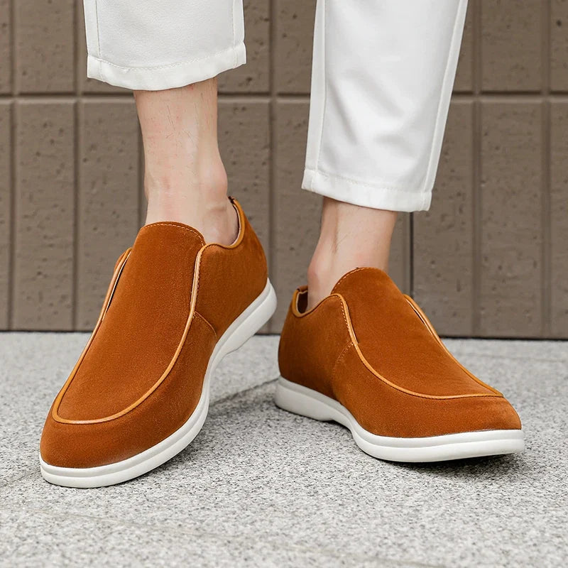 Effortless Suede Slip On Sneaker for Women with Round Toe Platform Sole Casual Style