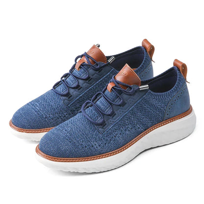 Effortless Knit Mesh Sneaker for Women with Lace Up Perforated Leather Trim Cushioned Style