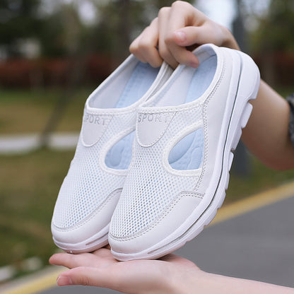 Effortless Mesh Slip-On Clog Sneaker for Women with Cutout Side Platform Sole Casual Style