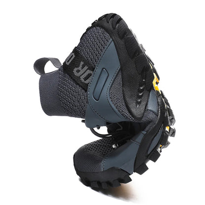 Comfortable Knit Mesh Fashion Sneaker for Women with Sock Style Collar Bungee Lace Rugged Lug Sole Outdoor Style