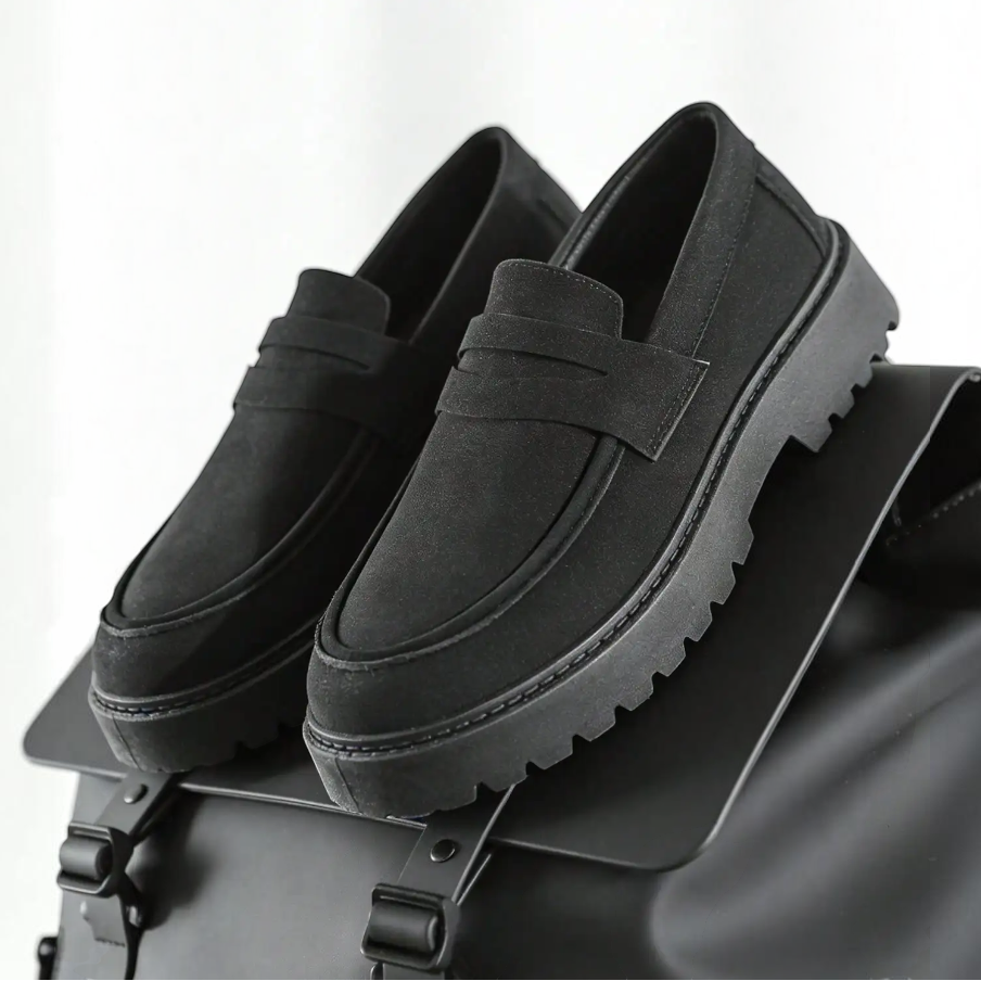 Stylish Suede Platform Loafer for Women with Chunky Lug Sole Penny Strap Casual Style