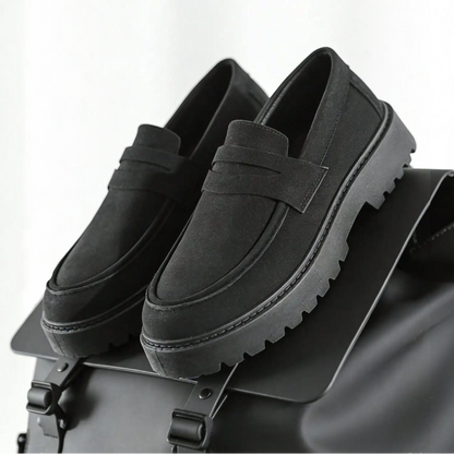 Stylish Suede Platform Loafer for Women with Chunky Lug Sole Penny Strap Casual Style