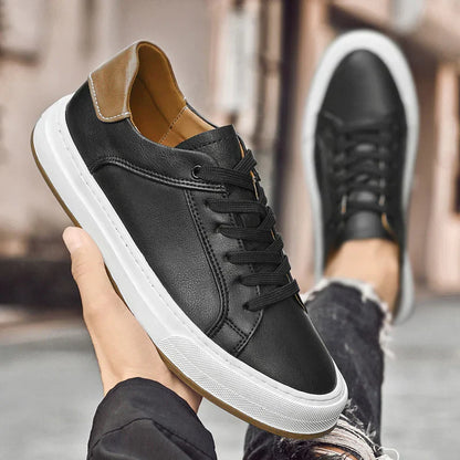 Effortless Leather Fashion Sneaker for Women with Lace Up Low Top Platform Gum Sole Casual Style