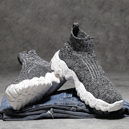 Comfortable Knit Sock Sneakers for Women with Slip On High Top Chunky Sole Style