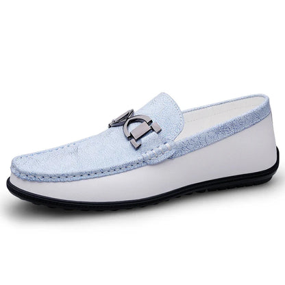 Comfortable Leather Loafer for Women with Metal Buckle Moc Toe Slip On Style