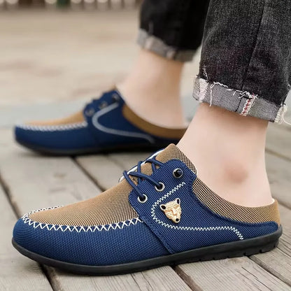 Effortless Canvas Loafer for Women with Lace Up Contrast Stitch Slip On Casual Style