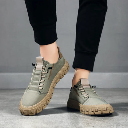 Effortless Canvas Sneaker for Women with Lace Up Pull Tab Lug Sole Casual Style
