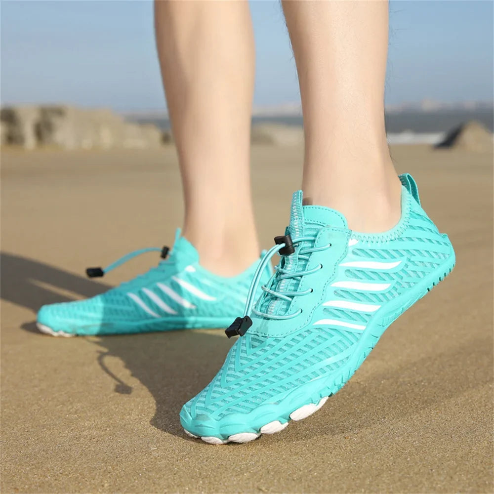 Comfortable Mesh Water Shoes for Women with Lace Up Barefoot Quick Dry Style